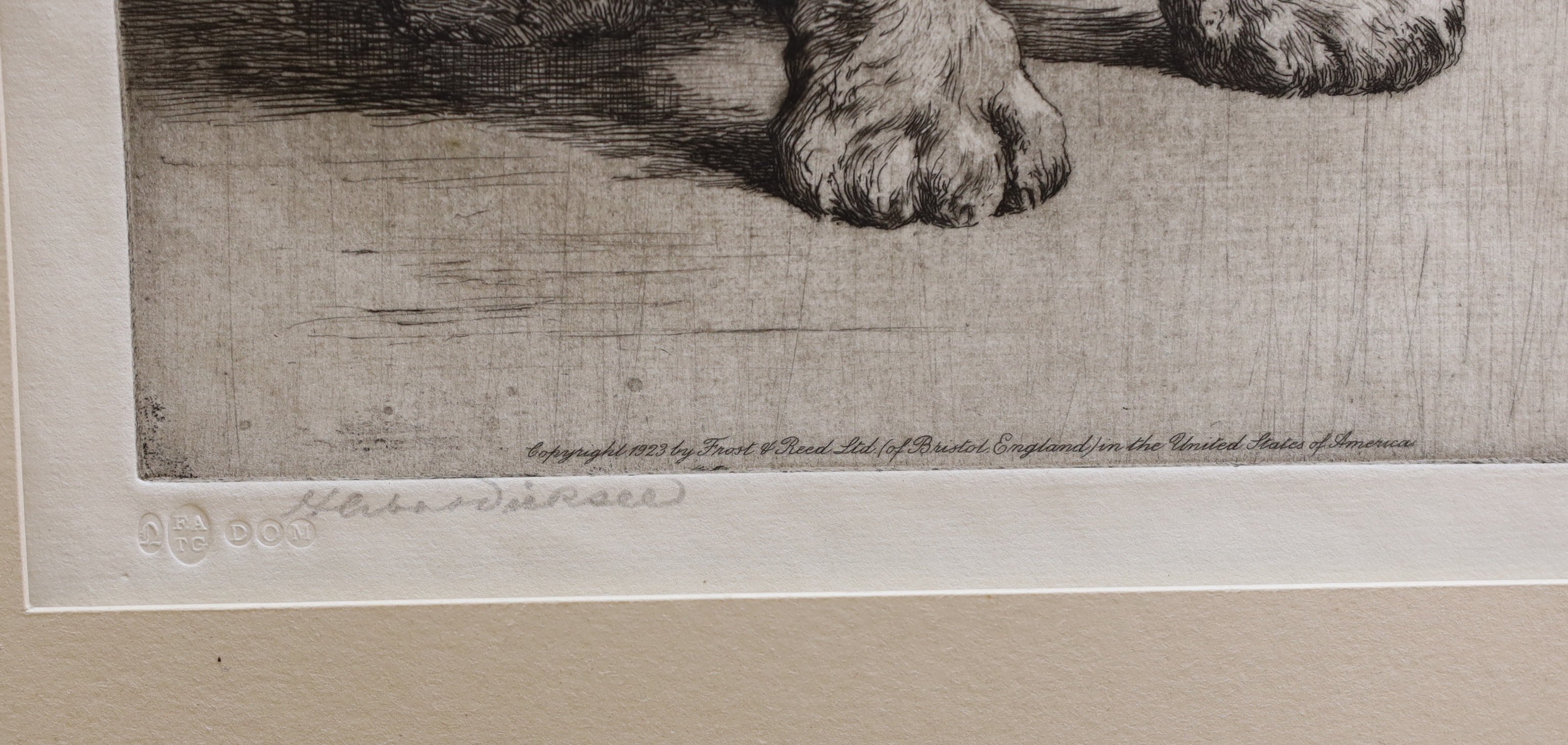 Herbert Dicksee (1862-1942), etching, 'A Sealyham Pup', signed in pencil, publ. 1923 by Frost & Reed Ltd, blindstamped, 30 x 22cm